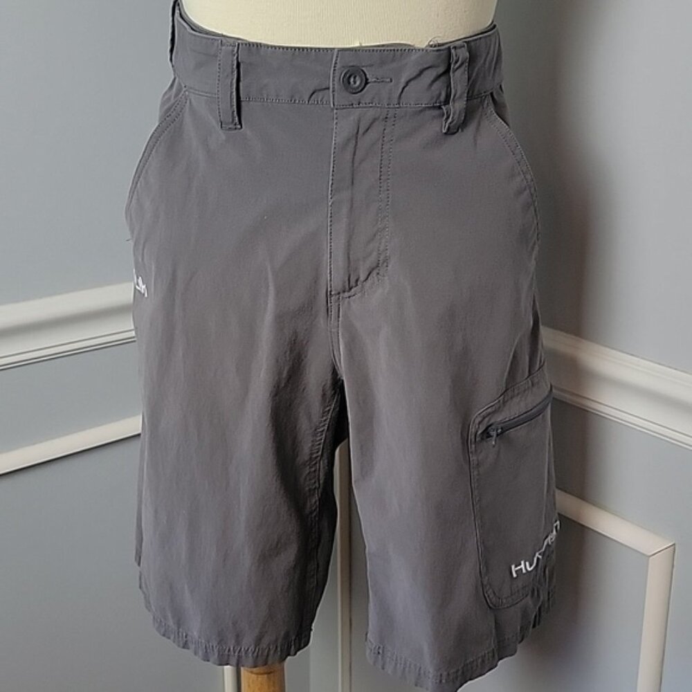 HUK Performance Fabrics Gray Activewear Cargo Fishing Outdoor Casual‎ Shorts M